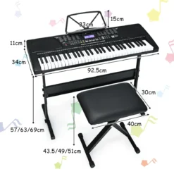 61-Tasten-Elektroklavier Digitale Keyboard tragbares Musikinstrument Schwarz + Weiß