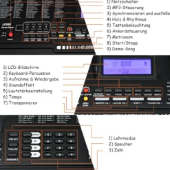 61-Tasten-Elektroklavier Digitale Keyboard tragbares Musikinstrument Schwarz + Weiß