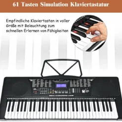 61-Tasten-Elektroklavier Digitale Keyboard tragbares Musikinstrument Schwarz + Weiß