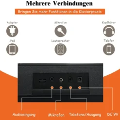 61-Tasten-Elektroklavier tragbares Musikinstrument Digitale Keyboard Schwarz + Weiß