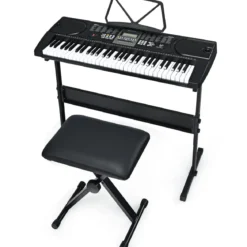 61-Tasten-Elektroklavier tragbares Musikinstrument Digitale Keyboard Schwarz + Weiß