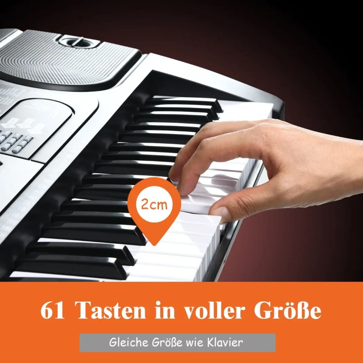 61-Tasten-Elektroklavier tragbares Musikinstrument Digitale Keyboard Schwarz + Weiß
