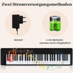 61-Tasten faltbares Klavierkeyboard vollwertiges elektronisches Keyboard mit MIDI- & Split-Funktion Schwarz