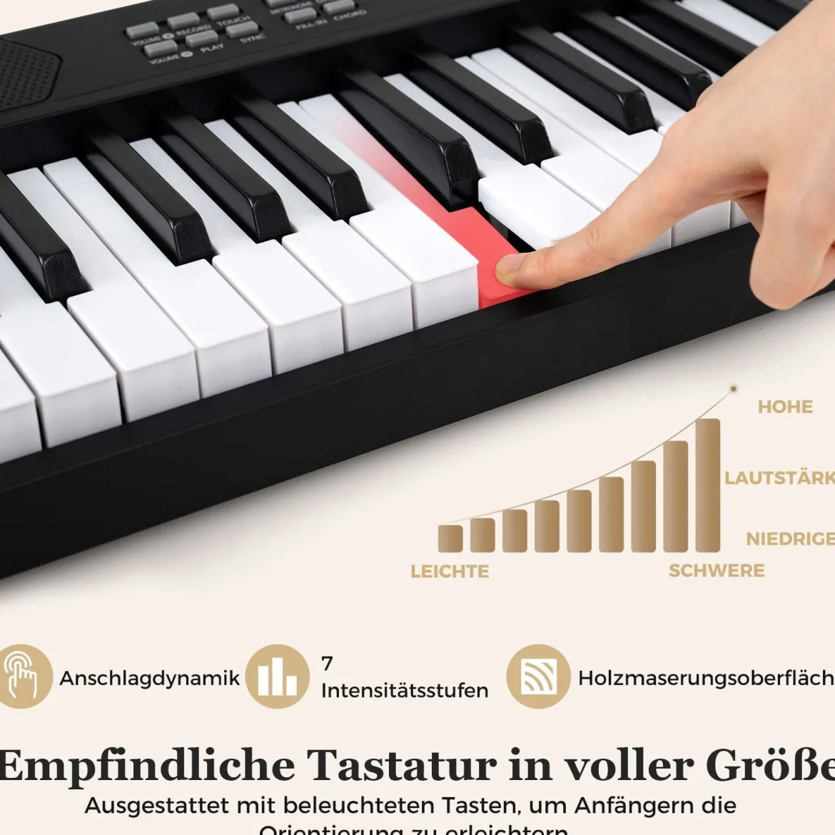 61-Tasten faltbares Klavierkeyboard vollwertiges elektronisches Keyboard mit MIDI- & Split-Funktion Schwarz