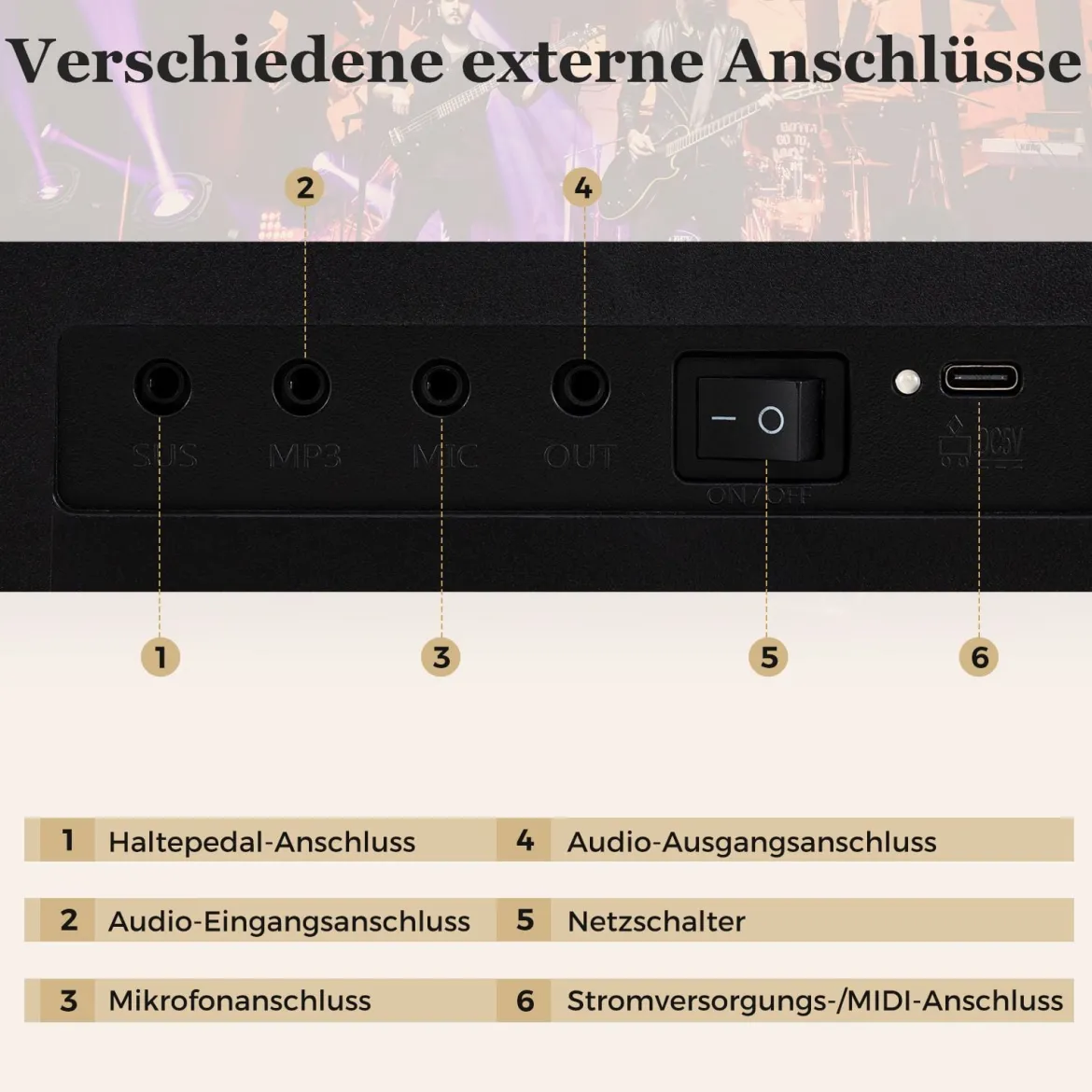 61-Tasten faltbares Klavierkeyboard vollwertiges elektronisches Keyboard mit MIDI- & Split-Funktion Schwarz