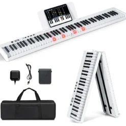 88 Tasten Keyboard Digitales Piano mit halbbeleuchteten Tasten 126 x 30 x 22,5 cm Weiß