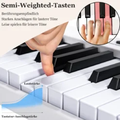 88 Tasten Keyboard Digitales Piano mit halbbeleuchteten Tasten 126 x 30 x 22,5 cm Weiß