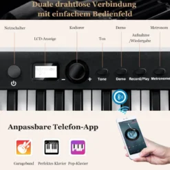 88 Tasten Keyboard elektronisches Musikinstrument Digitales Piano 126 x 30 x 22,5 cm Schwarz