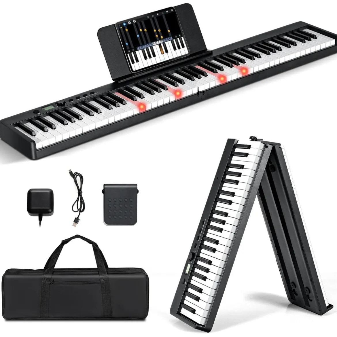 88 Tasten Keyboard elektronisches Musikinstrument Digitales Piano 126 x 30 x 22,5 cm Schwarz