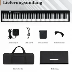 88 Tasten Keyboard elektronisches Musikinstrument Digitales Piano 126 x 30 x 22,5 cm Schwarz