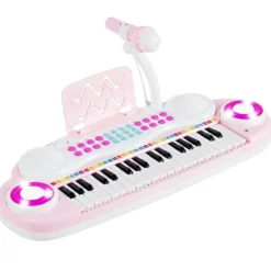 37 Tasten Kinder-Keyboard elektronisches Kinderklavier mit Licht Aufnahme & Abspiel Funktion Rosa