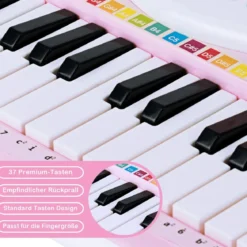 37 Tasten Kinder-Keyboard elektronisches Kinderklavier mit Licht Aufnahme & Abspiel Funktion Rosa