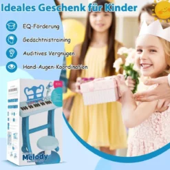 37 Tasten Kinder Keyboard Kinderklavier elektronisch mit Hocker Mikrofon & Notenständer Blau