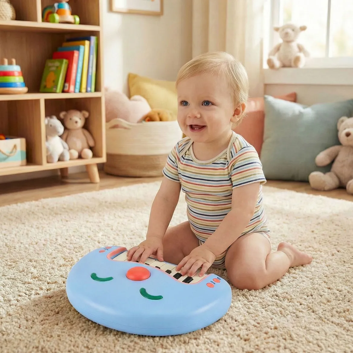 13-Tasten Kinder Keyboard mit Musik & Licht Baby Klavier Tragbares Musikinstrument Spielzeugklavier