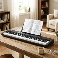 61 Tasten Klavier Keyboard Elektronisches Keyboard Set mit höhenverstellbarem Ständer Schwarz