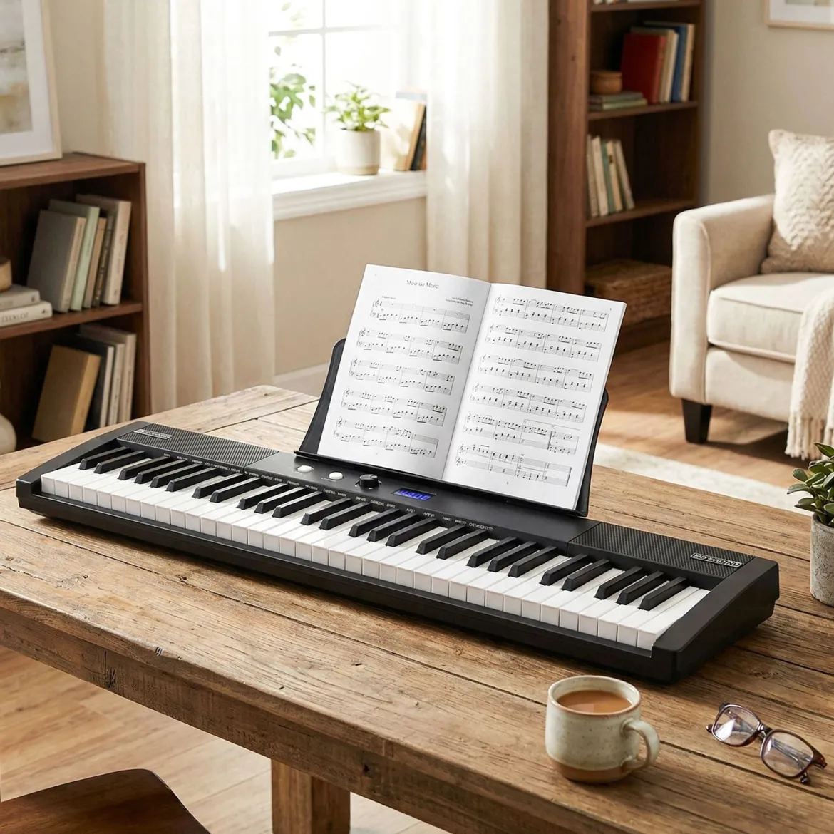 61 Tasten Klavier Keyboard Elektronisches Keyboard Set mit höhenverstellbarem Ständer Schwarz
