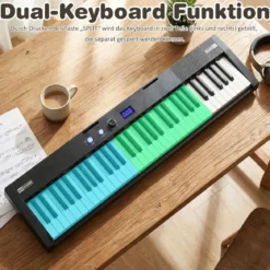 61 Tasten Klavier Keyboard Elektronisches Keyboard Set mit höhenverstellbarem Ständer Schwarz