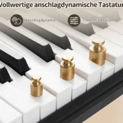 61 Tasten Klavier Keyboard Elektronisches Keyboard Set mit höhenverstellbarem Ständer Schwarz