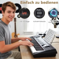 54 Tasten Klavier Keyboard für Anfänger Elektronisches Keyboard Set mit 200 Rhythmen & 200 Klangfarben