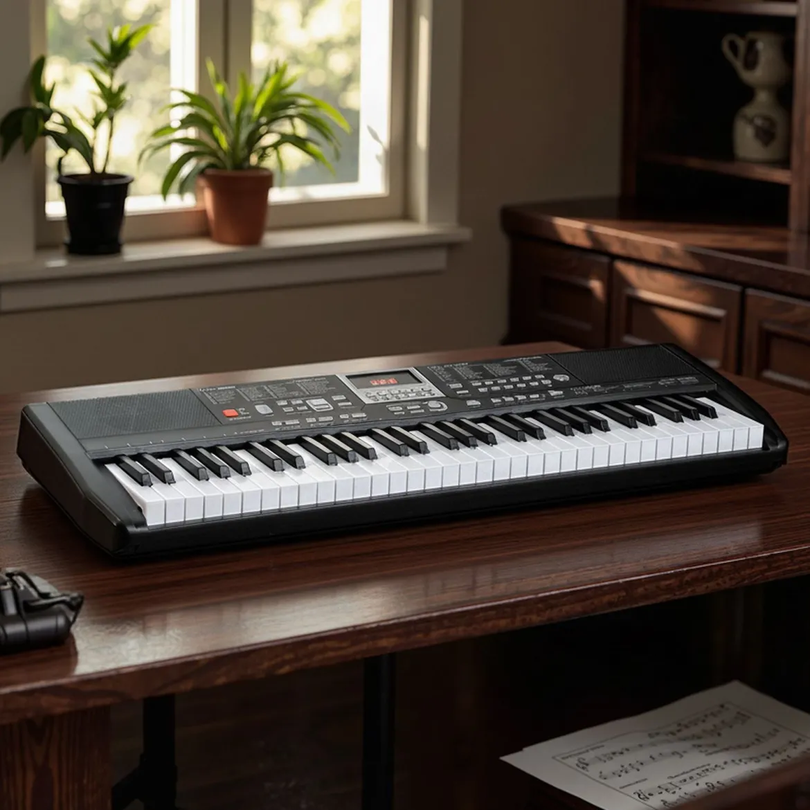 61 Tasten Klavier Keyboard für Anfänger Elektronisches Keyboard Set mit höhenverstellbarem Stativ Schwarz