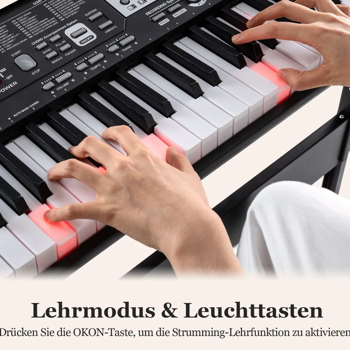 61 Tasten Klavier Keyboard für Anfänger Elektronisches Keyboard Set mit höhenverstellbarem Stativ Schwarz