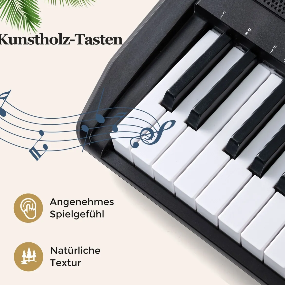 61 Tasten Klavier Keyboard für Anfänger Elektronisches Keyboard Set mit höhenverstellbarem Stativ Schwarz