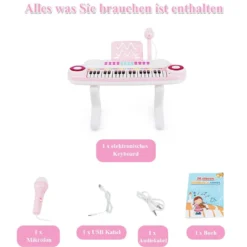 37 Tasten Klaviertastatur Kinder Keyboard mit Ständer pädagogische Keyboard 48 x 20 x 38 cm Rosa