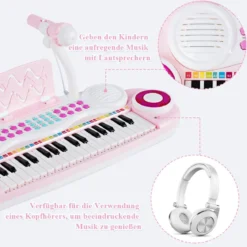 37 Tasten Klaviertastatur Kinder Keyboard mit Ständer pädagogische Keyboard 48 x 20 x 38 cm Rosa