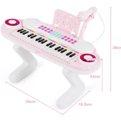 37 Tasten Klaviertastatur Kinder Keyboard mit Ständer pädagogische Keyboard 48 x 20 x 38 cm Rosa