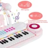 37 Tasten Klaviertastatur mit Hocker & Mikrofon für Kleinkinder ab 18 Monaten Rosa