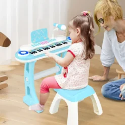 37 Tasten Klaviertastatur mit Licht Elektro Kinder Keyboard Aufnahme & Wiedergabe Spielzeugklavier