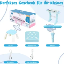 37 Tasten Klaviertastatur mit Licht Elektro Kinder Keyboard Aufnahme & Wiedergabe Spielzeugklavier