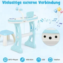 37 Tasten Klaviertastatur mit Licht Elektro Kinder Keyboard Aufnahme & Wiedergabe Spielzeugklavier
