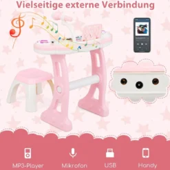 37 Tasten Klaviertastatur mit Licht Elektro Kinder Keyboard Aufnahme & Wiedergabe Spielzeugklavier