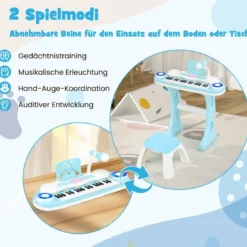 37 Tasten Klaviertastatur mit Licht Elektro Kinder Keyboard Aufnahme & Wiedergabe Spielzeugklavier