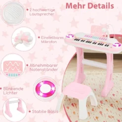 37 Tasten Klaviertastatur mit Licht Elektro Kinder Keyboard Aufnahme & Wiedergabe Spielzeugklavier