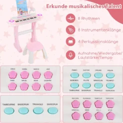 37 Tasten Klaviertastatur mit Licht Elektro Kinder Keyboard Aufnahme & Wiedergabe Spielzeugklavier