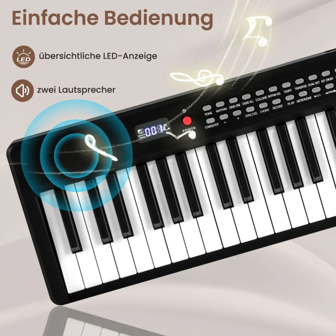 88 Tasten Piano Keyboard mit 1000 Rhythmen 1000 Tönen Klappbares Digitalpiano Klavier