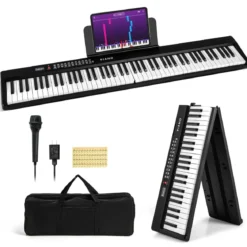 88 Tasten Piano Keyboard mit 1000 Rhythmen 1000 Tönen Klappbares Digitalpiano Klavier
