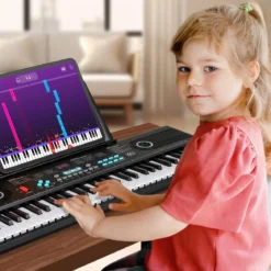 61 Tasten Piano Keyboard mit Ständer & Mikrofon & Tragetasche Digital Piano E-Piano Schwarz