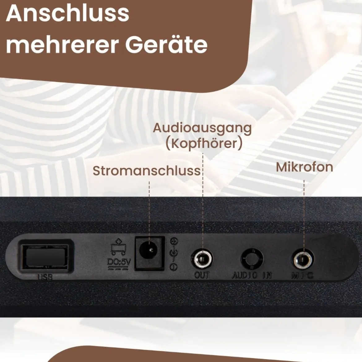 61 Tasten Piano Keyboard mit Ständer & Mikrofon & Tragetasche Digital Piano E-Piano Schwarz