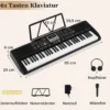 61 Tasten Tragbares Keyboard mit 200 Rhythmen & 200 Klangfarben Elektronisches Klavier Schwarz
