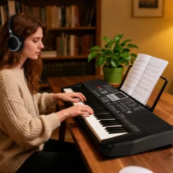 61 Tasten Tragbares Keyboard mit 200 Rhythmen & 200 Klangfarben Elektronisches Klavier Schwarz
