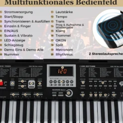 61 Tasten Tragbares Keyboard mit 200 Rhythmen & 200 Klangfarben Elektronisches Klavier Schwarz