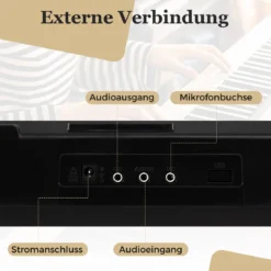61 Tasten Tragbares Keyboard mit 200 Rhythmen & 200 Klangfarben Elektronisches Klavier Schwarz
