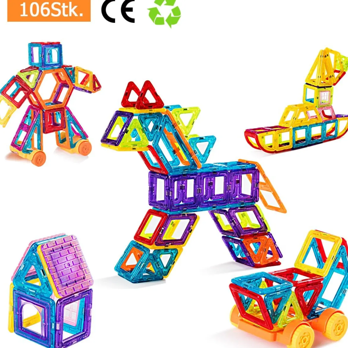 106 Teile Magnetische Bausteine Kleinkinder Magnetspielzeug Bauklötze