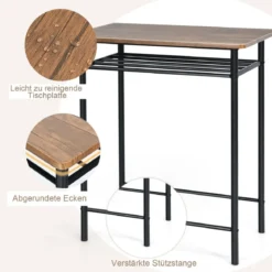 3-teilig Bartisch mit 2 Barhockern Esstisch Holz Rechteckiges Set Braun