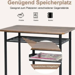 3-teilig Bartisch mit 2 Barhockern Esstisch Holz Rechteckiges Set Braun