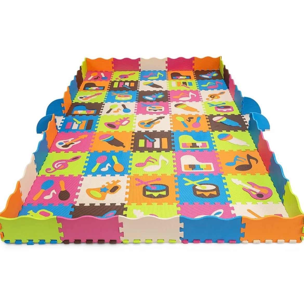 125-teilige Baby Spielmatte Baby EVA-Bodenmatte mit Zaun Puzzlematte 31,5 x 31,5 x 1 cm Bunt