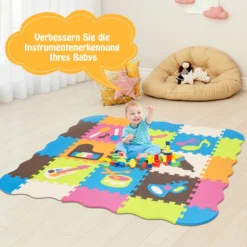 125-teilige Baby Spielmatte Baby EVA-Bodenmatte mit Zaun Puzzlematte 31,5 x 31,5 x 1 cm Bunt